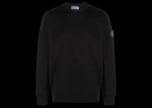 Stone Island Logo Patch Crewneck Sweatshirt Black