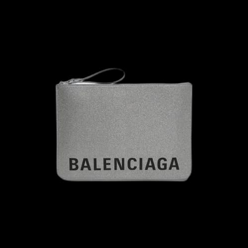 Balenciaga Top Zip Glitter Pouch 'Grey'
