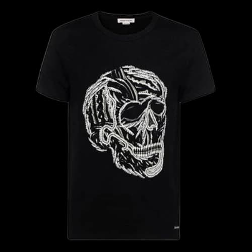 Alexander McQueen Cotton Printing Short Sleeve Black