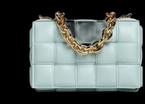 Bottega Veneta Chain Cassette Padded Intreccio Shoulder Bag Teal Washed
