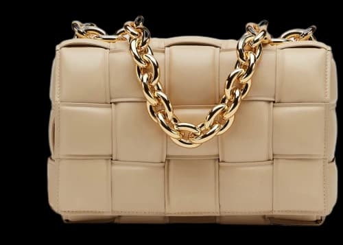 Bottega Veneta Chain Cassette Padded Intreccio Shoulder Bag Porridge