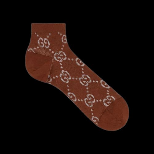 Gucci GG Lamé Socks 'Brown/Light Grey'