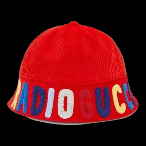 (PS) Gucci Ribbed Velvet Hat With Radio 'Red'