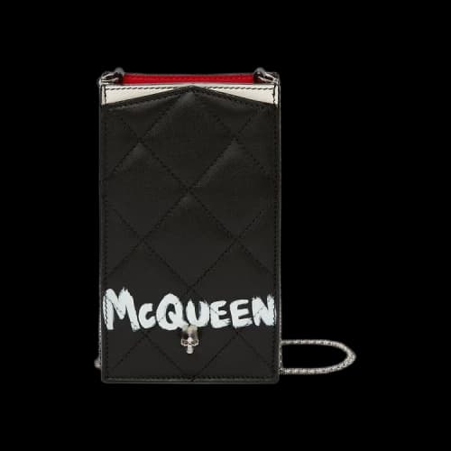 Alexander McQueen Graffiti Phone Case On Chain 'Black/Ivory'