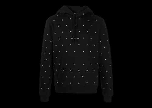 Saint Laurent Eyelet Basic Logo Hoodie Black