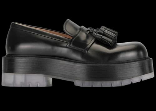 Bottega Veneta The Stilt Tasselled Platform Leather Loafer Black