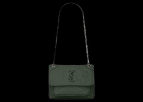 Saint Laurent Niki Baby Crinkled Vintage Dark Green