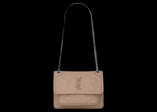 Saint Laurent Niki Baby Crinkled Vintage Gold Sand