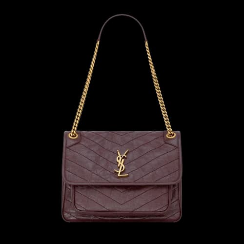 Saint Laurent Niki Medium in Vintage Leather 'Hot Wine'
