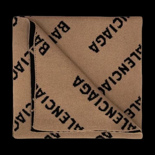 Balenciaga All Over Logo Scarf 'Beige/Black'