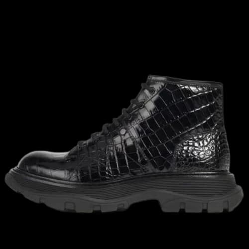 Alexander McQueen Crocodile Effect Hybrid boots 'Black' (Women's)