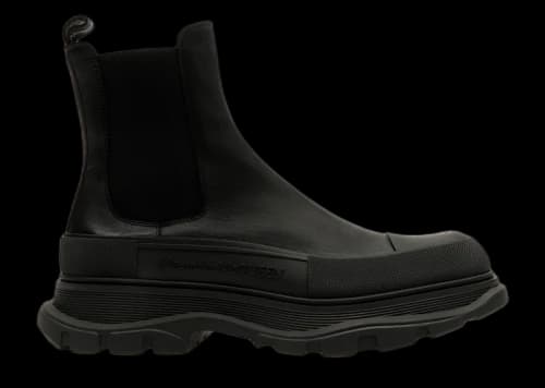 Alexander McQueen Tread Slick Chelsea Boot Leather Triple Black