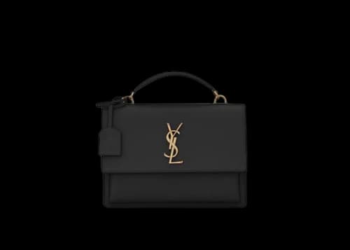 Saint Laurent Sunset Top Handle in Smooth Leather Black