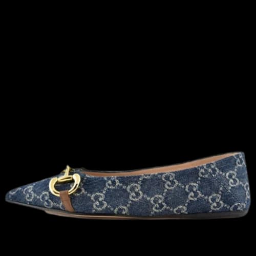 Gucci Denim Ballet Flat With Horsebit 'Blue' (Women's)