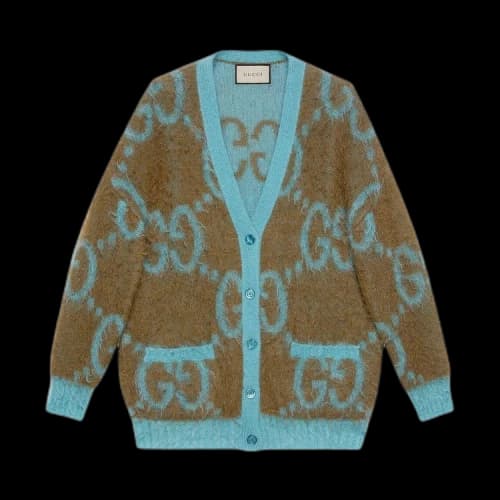 Gucci Reversible GG Mohair Wool Cardigan 'Brown/Light Blue'