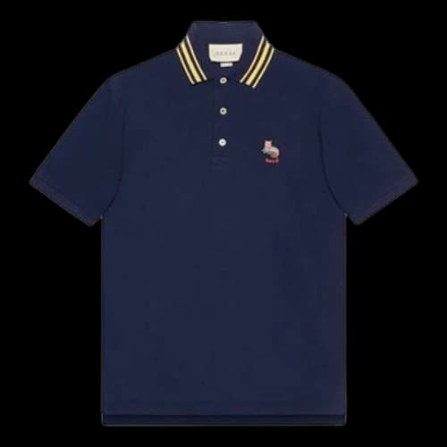 Gucci Cat Logo Embroidered Polo 'Navy'