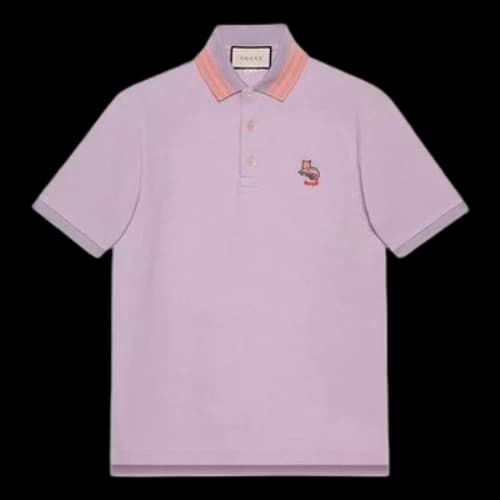 Gucci Cat Patch Polo Shirt 'Purple'