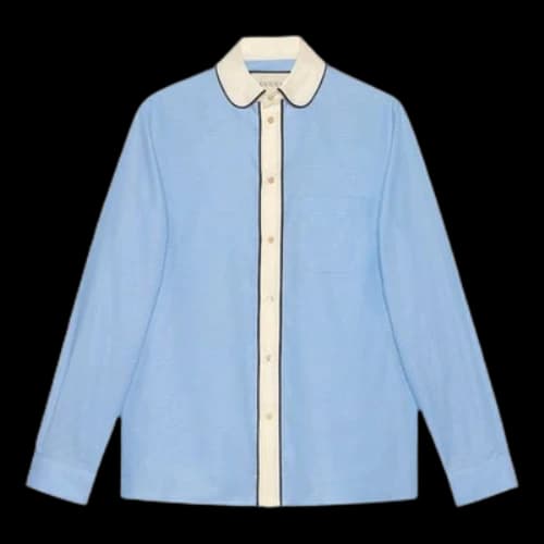 Gucci Round Collar Oxford Cotton Shirt 'Blue'