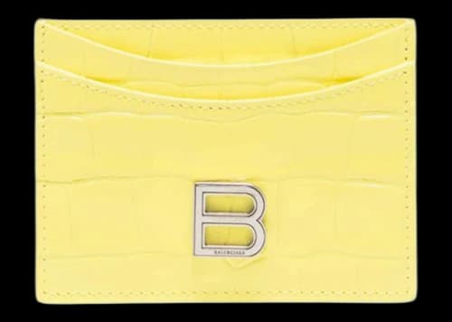 Balenciaga Hourglass Croc Embossed (4 Card Slots 1 Slip Pocket) Card Holder Yellow