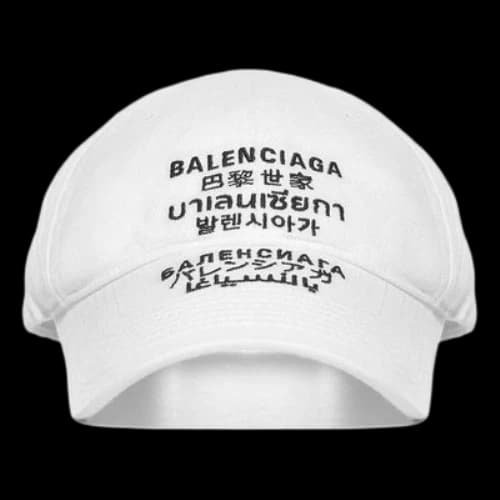 Balenciaga Languages Logo Cap 'White Black'