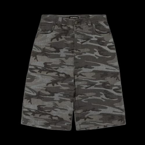 Balenciaga Washed Camo Skater Shorts 'Black'