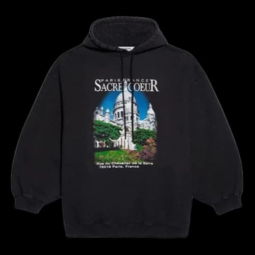 Balenciaga Classic Printing Loose Hoodie Black (Women's)