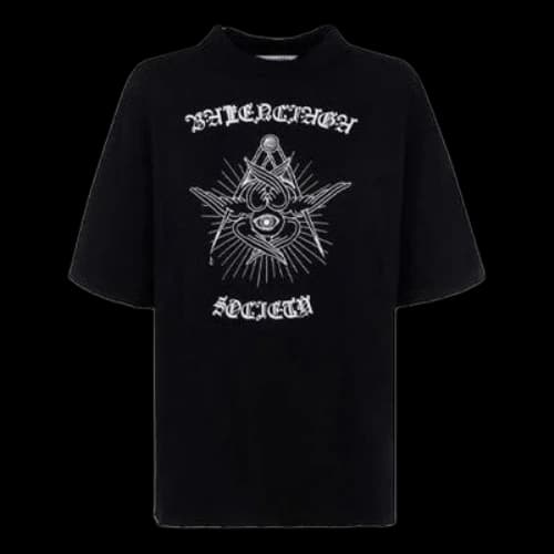 Balenciaga Slogan Printing Short Sleeve Black