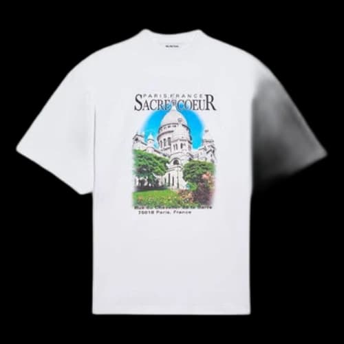 Balenciaga Sacr Cur Alphabet Printing Pattern Round Neck Short Sleeve White