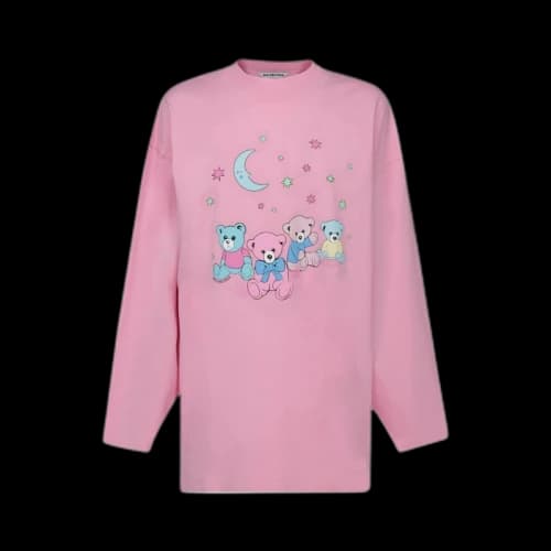 Balenciaga Love Bear Womens Oversized L/S T-Shirt Pink