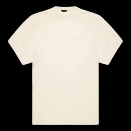 Balenciaga Logo Embroidered Round Neck Short Sleeve Creamy White