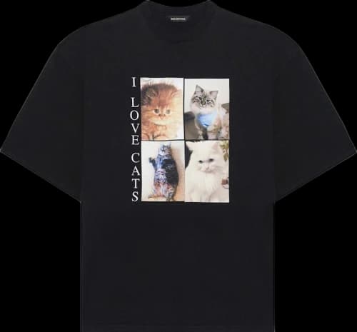 Balenciaga I Love Cats T-Shirt Black