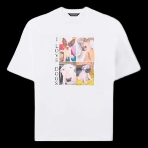 Balenciaga Unisex I Love Dogs Printing White
