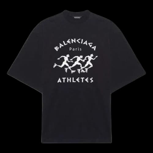 Balenciaga Running Pattern Printing Logo Loose Short Sleeve Black