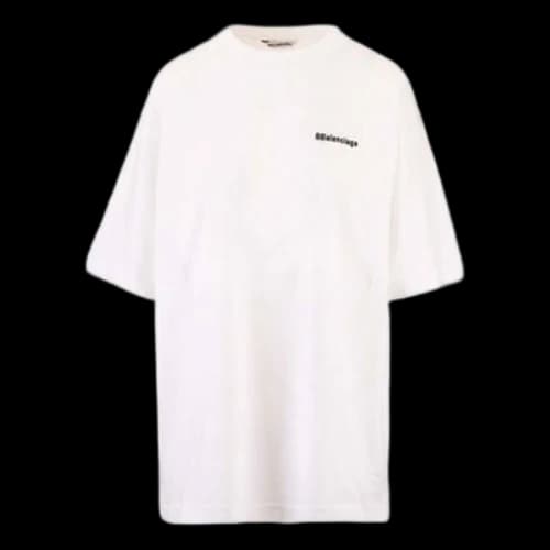 Balenciaga SS21 Cotton Logo Round Neck Short Sleeve White