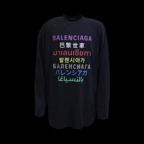 Balenciaga Languages Long-Sleeve T-Shirt 'Black/Multicolor'