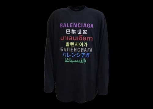 Balenciaga Languages X Large Fit Longsleeve T-Shirt Black/Multi