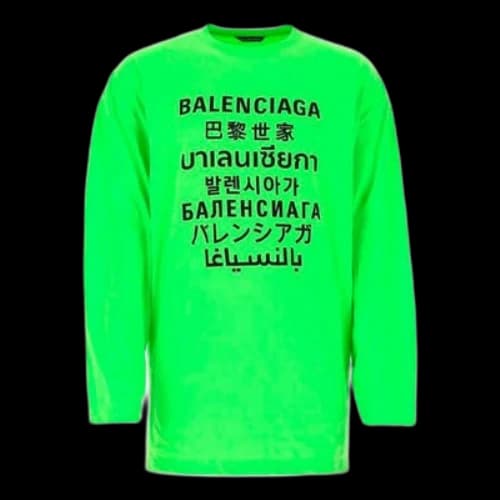 Balenciaga SS21 Print Crew Men's Green