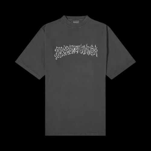 Balenciaga Metal Logo Oversized Tee 'Faded Black/White'