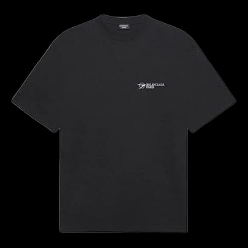 Balenciaga SS21 Embroidered Logo Short Sleeve Black