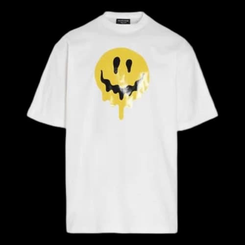 Balenciaga SS21 Drip Peace Large Fit Smile Printing Causual GS White