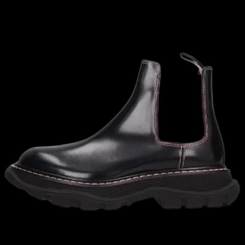 Alexander Mcqueen Ankle Leather Boots 'Black Pink' (Women's)