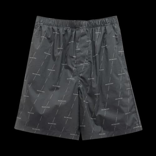 Balenciaga All Over Logo Bermuda Shorts 'Black/Grey'