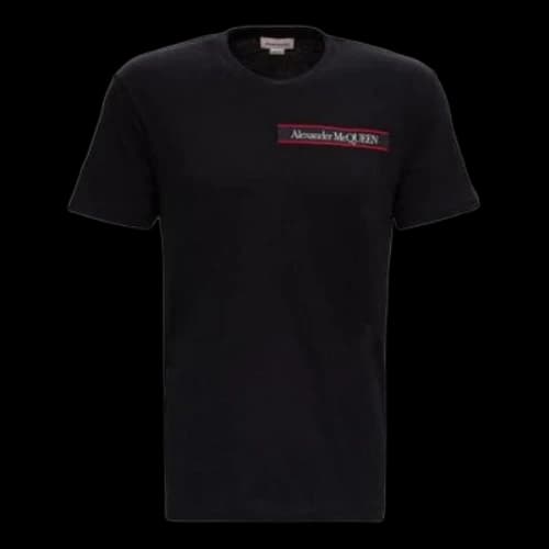Alexander McQueen FW21 Alphabet Logo Pattern Round Neck Short Sleeve Black