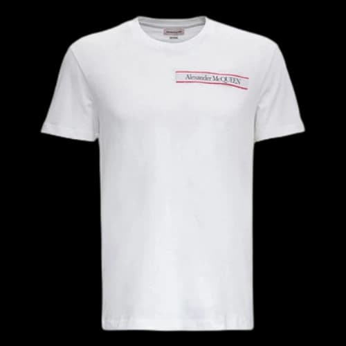 Alexander McQueen SS21 Alphabet Logo Pattern Round Neck Short Sleeve White