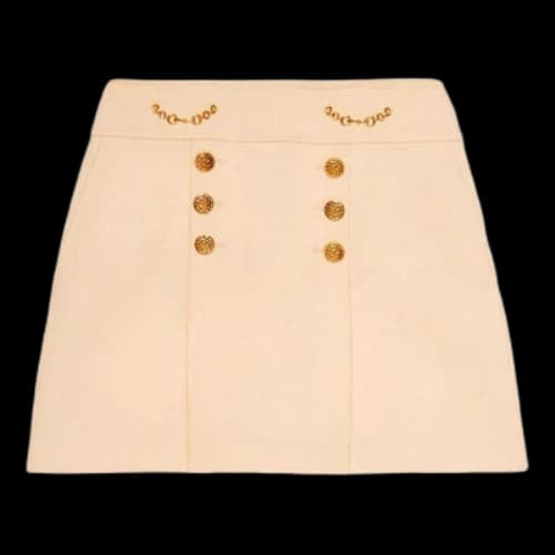 Gucci Horseback Buckle Diamond Wool Skirt For White (Women's)