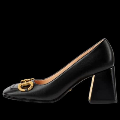 Gucci Mid-heel Pump with Horsebit 'Black Leather' (Women's)