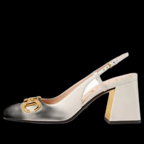 Gucci Chunky mid-heel slingback with Horsebit 'White' (Women's)