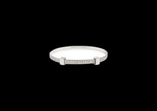 Balenciaga Logo Hoop Bracelet Silver
