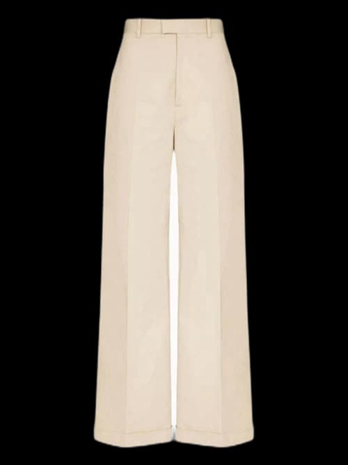 Bottega Veneta Wide Leg with Turn-Up Cuffs Trousers Cream