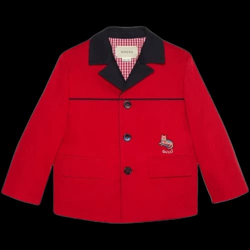 Gucci Kids Embroidered Whimsy Derpy Cat Blazer 'Red'